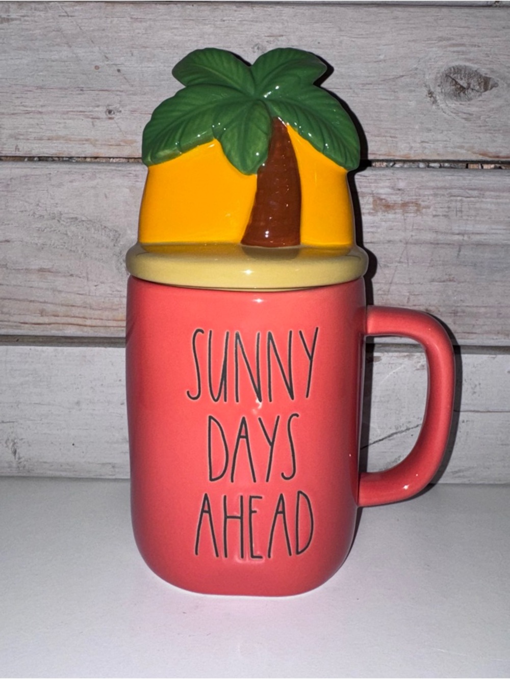 Rae Dunn SUNNY DAYS AHEAD Topper Mug NWOT ☀️